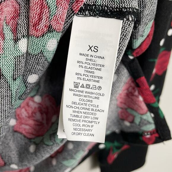 Kate Spade Wide Leg Pajama Set Size XS Black Red Rose Polka Dot Classic Designer - Picture 7 of 12